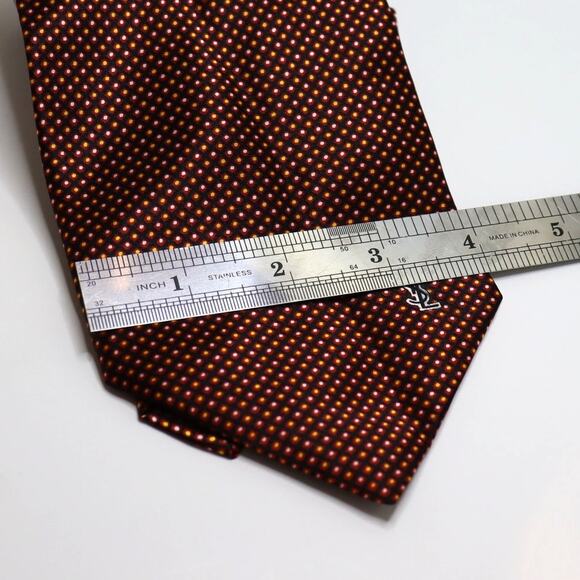 Vintage YSL Yves Saint Laurent Silk Tie Brown Micro-Dot 4” Wide - Picture 2 of 3